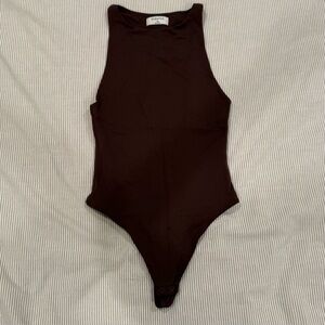 Aritzia Babaton Brown Highneck Bodysuit